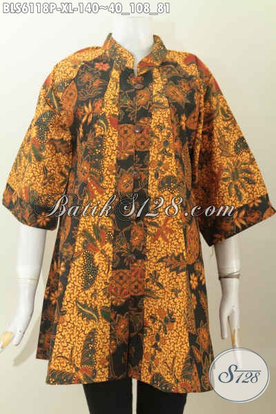  Baju  Blus Buatan Solo Pakaian Batik Lengan 3 4 Kerah 