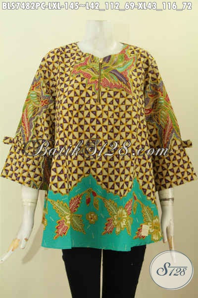 Foto Desain Baju  Batik  Wanita 2021 Blus Febi Kancing 