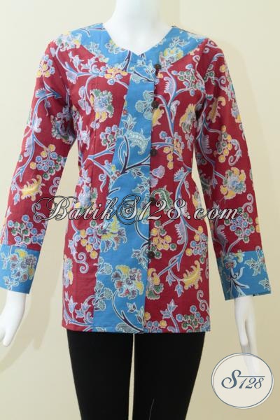  Baju  Batik  Kerja Wanita Modern Model  BAtik  Kombinasi  Warna  