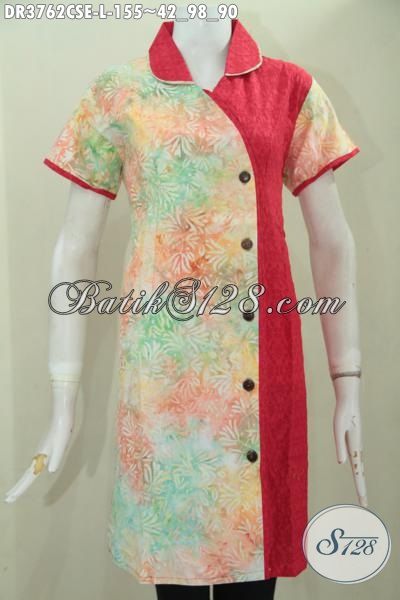  Baju  Batik  Cap Smoke Kwalitas Halus Model  Dress Kombinasi  