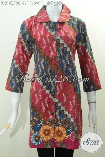 Batik Dress Motif Klasik Model  Kerah Bulat Elegan  Dan  